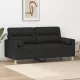 2 személyes fekete szövet kanapé díszpárnákkal 140 cm