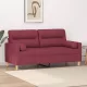 2 személyes bordó szövet kanapé díszpárnákkal 140 cm