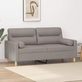   2 személyes tópszínű szövet kanapé díszpárnákkal 140 cm