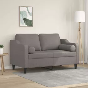   2 személyes tópszínű szövet kanapé díszpárnákkal 120 cm