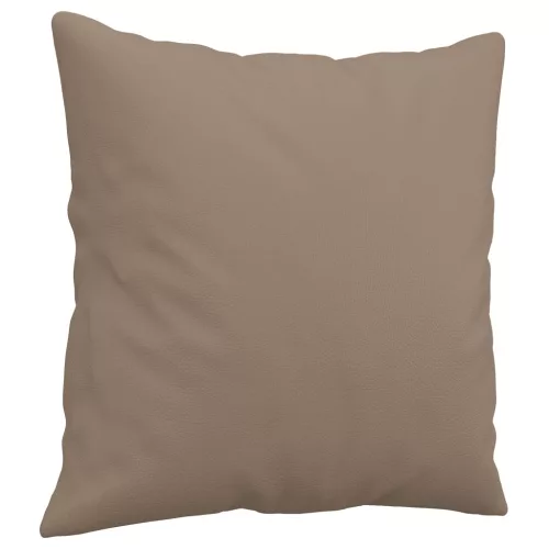 2 személyes cappuccino színű műbőr kanapé díszpárnákkal 120 cm