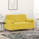 2 személyes sárga bársony kanapé díszpárnákkal 120 cm