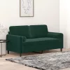 2 személyes sötétzöld bársony kanapé díszpárnákkal 140 cm