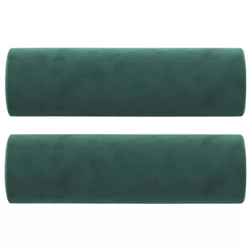 2 személyes sötétzöld bársony kanapé díszpárnákkal 140 cm