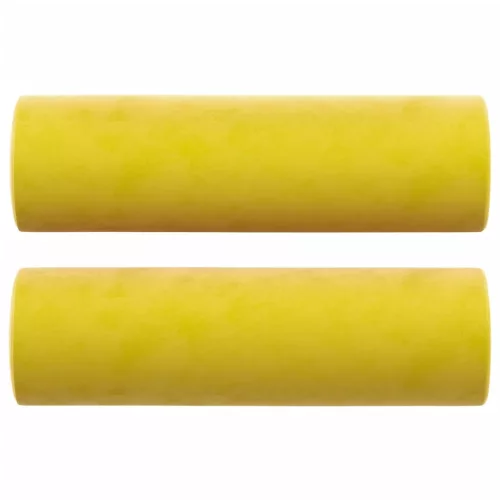2 személyes sárga bársony kanapé díszpárnákkal 140 cm