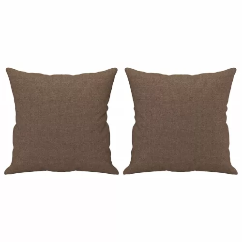 2 személyes barna szövet kanapé díszpárnákkal 120 cm