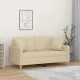 2 személyes krémszínű szövet kanapé díszpárnákkal 140 cm