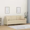 3 személyes krémszínű szövet kanapé díszpárnákkal 180 cm