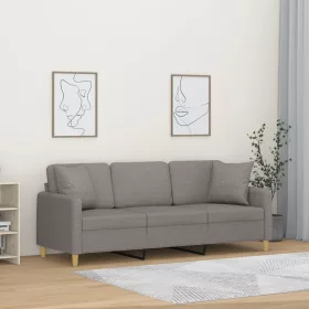   3 személyes tópszínű szövetkanapé díszpárnákkal 180 cm