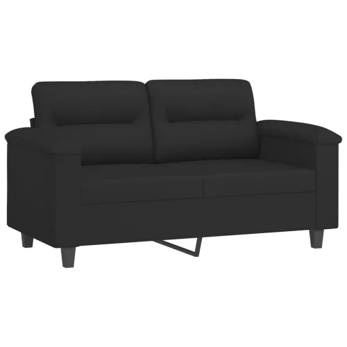 2 személyes fekete mikroszálas szövetkanapé párnákkal 120 cm