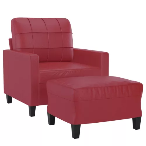 Bordó műbőr kanapéfotel lábtartóval 60 cm