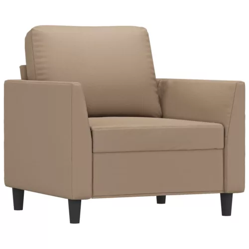 Kávészínű műbőr kanapéfotel lábtartóval 60 cm