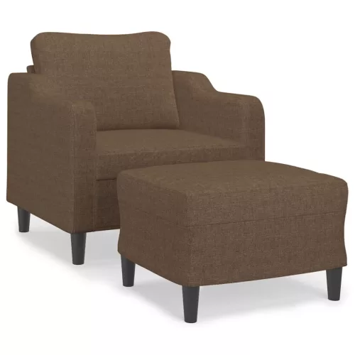 Barna szövet kanapéfotel lábtartóval 60 cm