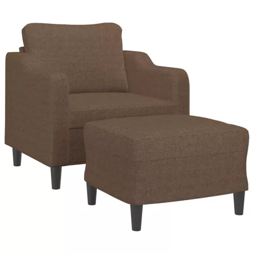 Barna szövet kanapéfotel lábtartóval 60 cm
