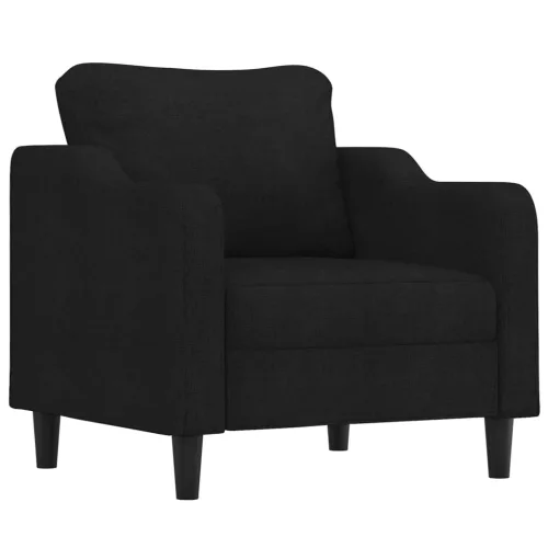 Fekete szövet kanapéfotel lábtartóval 60 cm