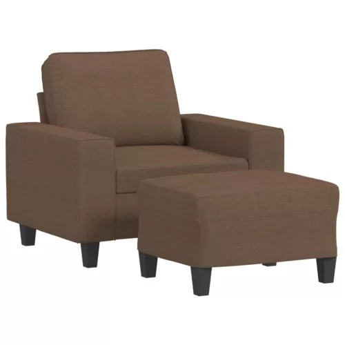 Barna szövet kanapéfotel lábtartóval 60 cm