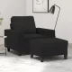 Fekete szövet kanapéfotel lábtartóval 60 cm