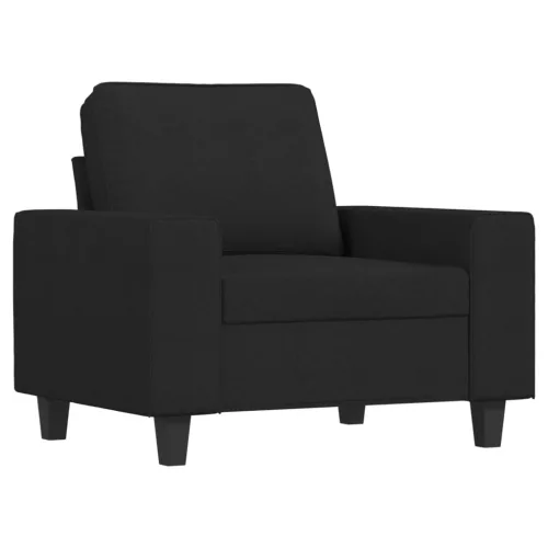 Fekete szövet kanapéfotel lábtartóval 60 cm