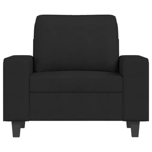 Fekete szövet kanapéfotel lábtartóval 60 cm