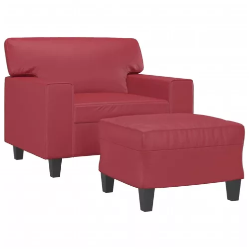 Bordó műbőr kanapéfotel lábtartóval 60 cm