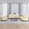 3 részes krémszínű műbőr ülőgarnitúra párnákkal