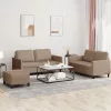3 részes kávészínű műbőr ülőgarnitúra párnákkal