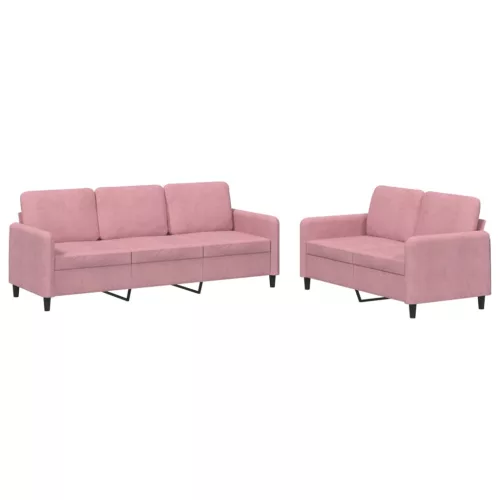 2 részes rózsaszín bársony ülőgarnitúra