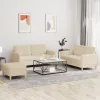 3 részes krémszínű szövet ülőgarnitúra párnákkal