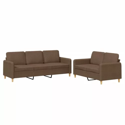 2 részes barna szövet ülőgarnitúra párnákkal