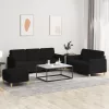 3 részes fekete szövet ülőgarnitúra párnákkal