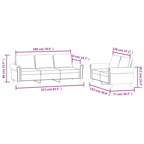 2 részes barna bársony ülőgarnitúra párnákkal