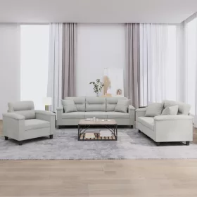   3 részes világosszürke mikroszálas ülőgarnitúra párnákkal