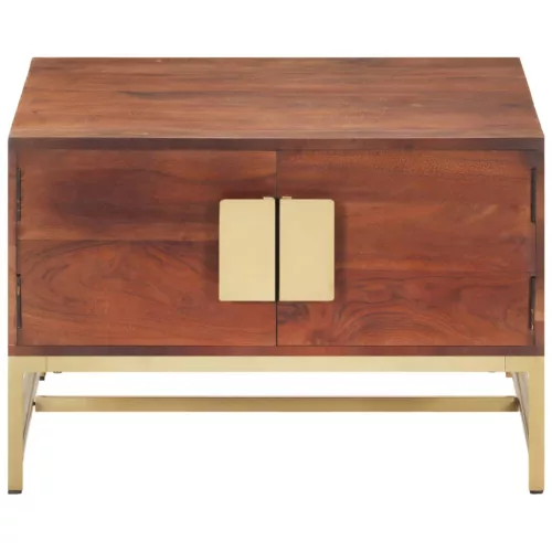 Mézbarna tömör akácfa dohányzóasztal 67 x 67 x 45 cm