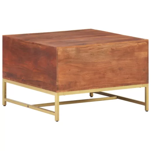 Mézbarna tömör akácfa dohányzóasztal 67 x 67 x 45 cm