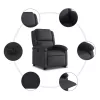 Fekete valódi bőr felállást segítő elektromos dönthető fotel