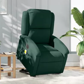   Elektromos felállást segítő sötétzöld bársony masszázsfotel