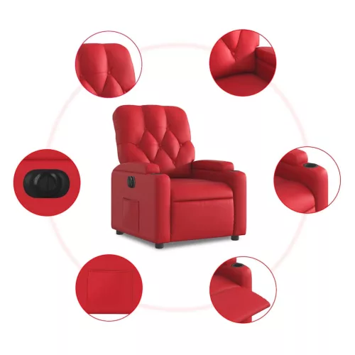 Piros műbőr elektromos dönthető fotel