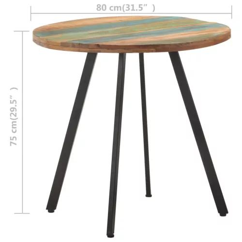 Tömör újrahasznosított fa étkezőasztal 80 cm