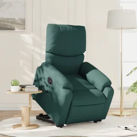   Elektromos felállást segítő sötétzöld szövet dönthető fotel
