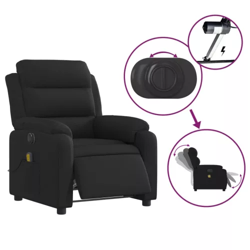 Fekete szövet elektromos dönthető masszázsfotel