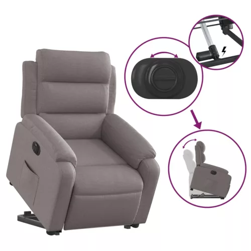 Elektromos felállást segítő tópszínű szövet dönthető fotel