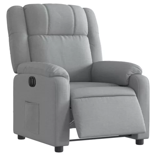 Világosszürke szövet elektromos dönthető fotel
