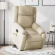 Krémszínű szövet dönthető elektromos álló masszázsfotel
