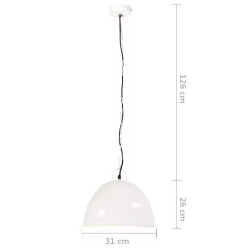 Kerek fehér ipari vintage függőlámpa 25 W 31 cm E27