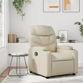 Krémszínű műbőr relaxfotel