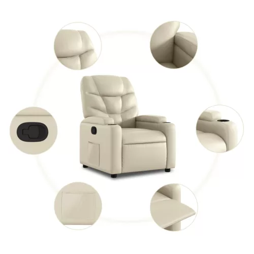 Krémszínű műbőr relaxfotel