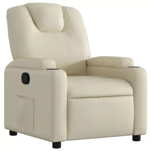 Krémszínű műbőr relaxfotel