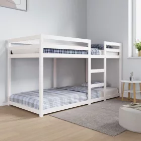 Fehér tömör fenyőfa emeletes ágy 90 x 200 cm