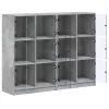 Betonszürke szerelt fa könyvespolc ajtókkal 136 x 37 x 109 cm