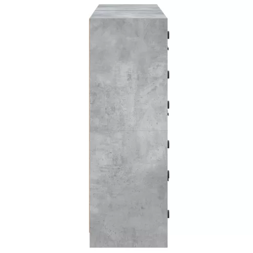 Betonszürke szerelt fa könyvespolc ajtókkal 136 x 37 x 109 cm